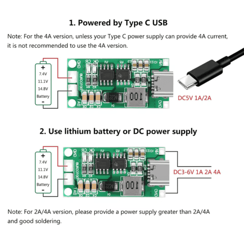 Модуль зарядки Li-ion 3S 12.6В 4А Type-C, DC-DC Boost, плата зарядного пристрою