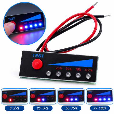 Індикатор рівня заряду акумулятора 3S Li-ion/LiPo 12.6V, LED, кнопка
