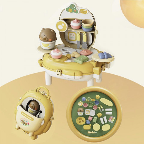 Дитячий кухонний набір у рюкзаку з ведмедиком