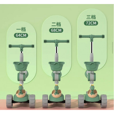 Дитячий самокат 3 в 1 зі світловими колесами та сидінням