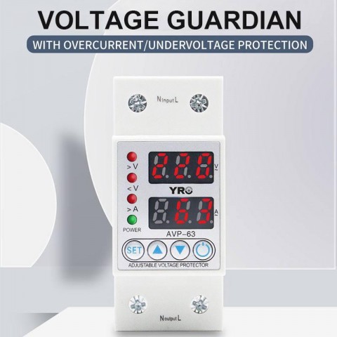 Захист від перенапруг YRVP-3, з цифровим дисплеєм (V, A), 2P, 63A, 230Vac