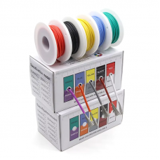 Набір дротів у м'якій силіконовій термостійкій ізоляції  5 кольорів по 10м. 30AWG