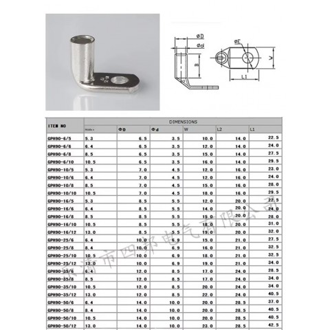 Мідний наконечник холодного пресування, GPH90 25/5