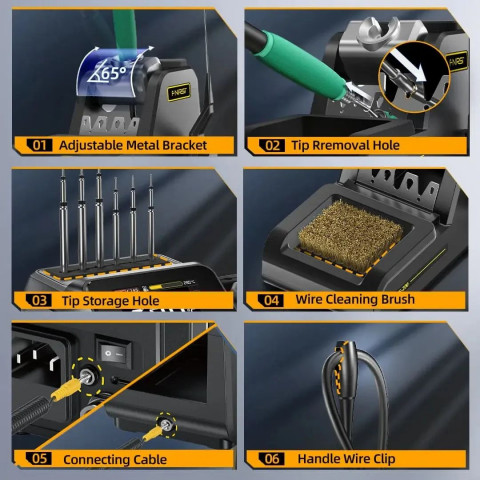 FNIRSI DWS200 — паяльна станція для жал C210 (C245) з комплектом із 6 жал