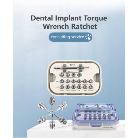 Набір для імплантології TOQ Dental з динамометричним ключем 10–70 N·cm (14 насадок)