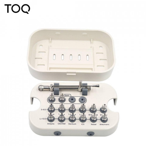 Набір для імплантології TOQ Dental з динамометричним ключем 10–70 N·cm (14 насадок)