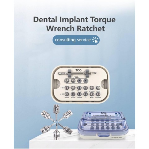 Набір для імплантології TOQ Dental з динамометричним ключем (10–70 N·cm) — 14 насадок + кейс