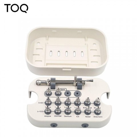 Набір для імплантології TOQ Dental з динамометричним ключем (10–70 N·cm) — 14 насадок + кейс