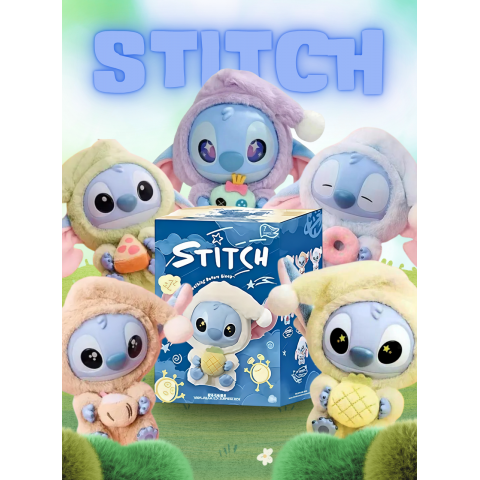 М'яка іграшка-брелок сюрприз Stitch Eat Something Before Sleep / Іграшка Стич сюрприз у корбці, 15 см