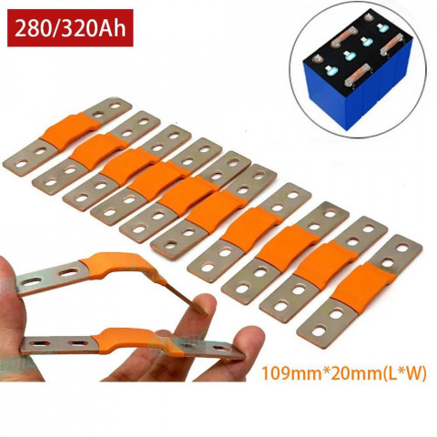 Мідна стрічка-шина 2 мм 20×109 мм для батарей LiFePO4 (до 320А)