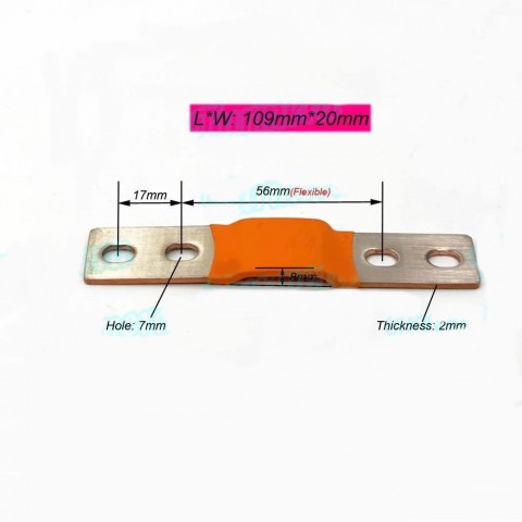 Мідна стрічка-шина 2 мм,109х20 високострумова, для батарей LiFePO4 (до 320 ампер)