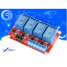Модуль реле 4-канальний 5V з оптопарою, підтримка HIGH/LOW (червона плата)
