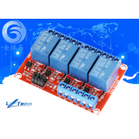 Модуль реле 4-канальний 12V з оптопарою, підтримка HIGH/LOW (червона плата)