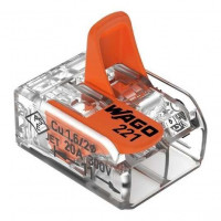 Клема WAGO 221-412 — 2-контактна швидкоз’єднувальна, 450V/32A (2 виходи)