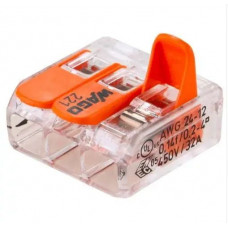 Клема WAGO 221-413 — 3-контактна швидкоз’єднувальна, 450V/32A (3 виходи)