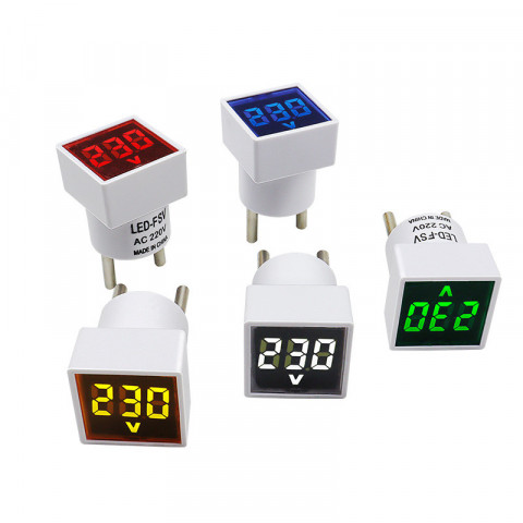 Цифровий вольтметр у розетку 220В з LED дисплеєм (червоний)