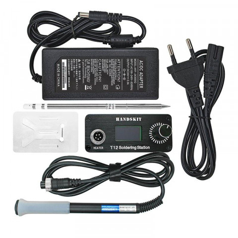 Паяльна станція HandsKit T12 Mini Led, для жал T12, 72Вт, 220В, 200-450C, DC12-24V, з блоком живлення