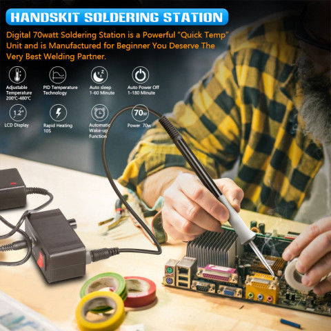 Паяльна станція HandsKit T12 Mini Led, для жал T12, 72Вт, 220В, 200-450C, DC12-24V, з блоком живлення